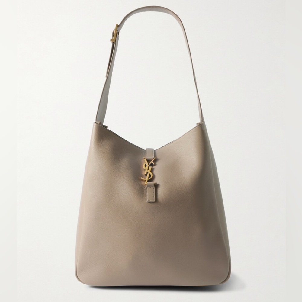 Saint Laurent Taupe LE 5 À 7 SUPPLE LARGE IN GRAINED LEATHER